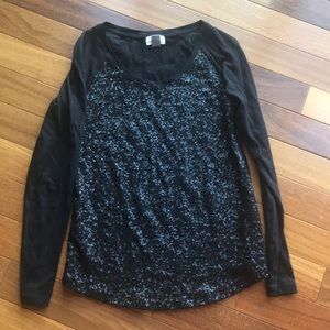 Women’s Black Old Navy Sequined Long Sleeve Top
